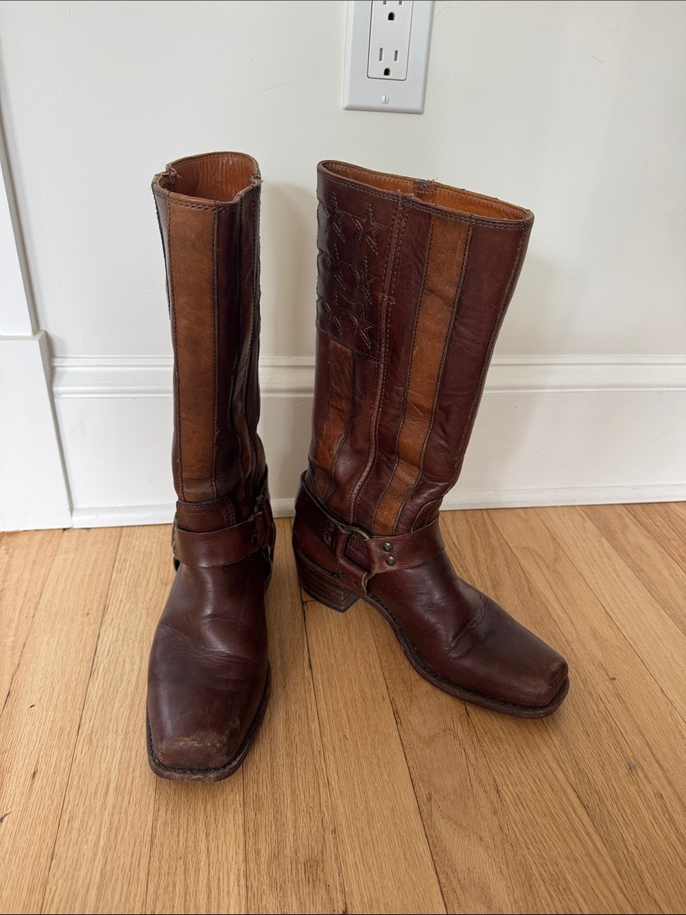 Women’s Brown Leather Western Harness Boots
